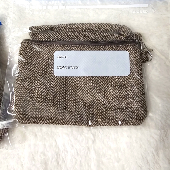 EUC 3-Piece Set Crossbody Wristlet Wallet Change Purse Pouch Herringbone Brown - Picture 12 of 14
